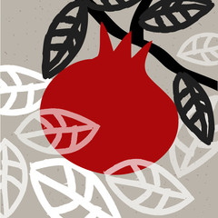 Pomegranate, Decorative, Style, Illustration