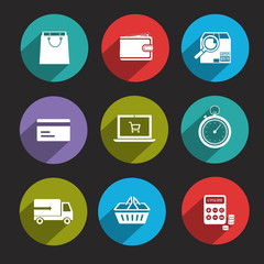 Online Shopping Icons Flat