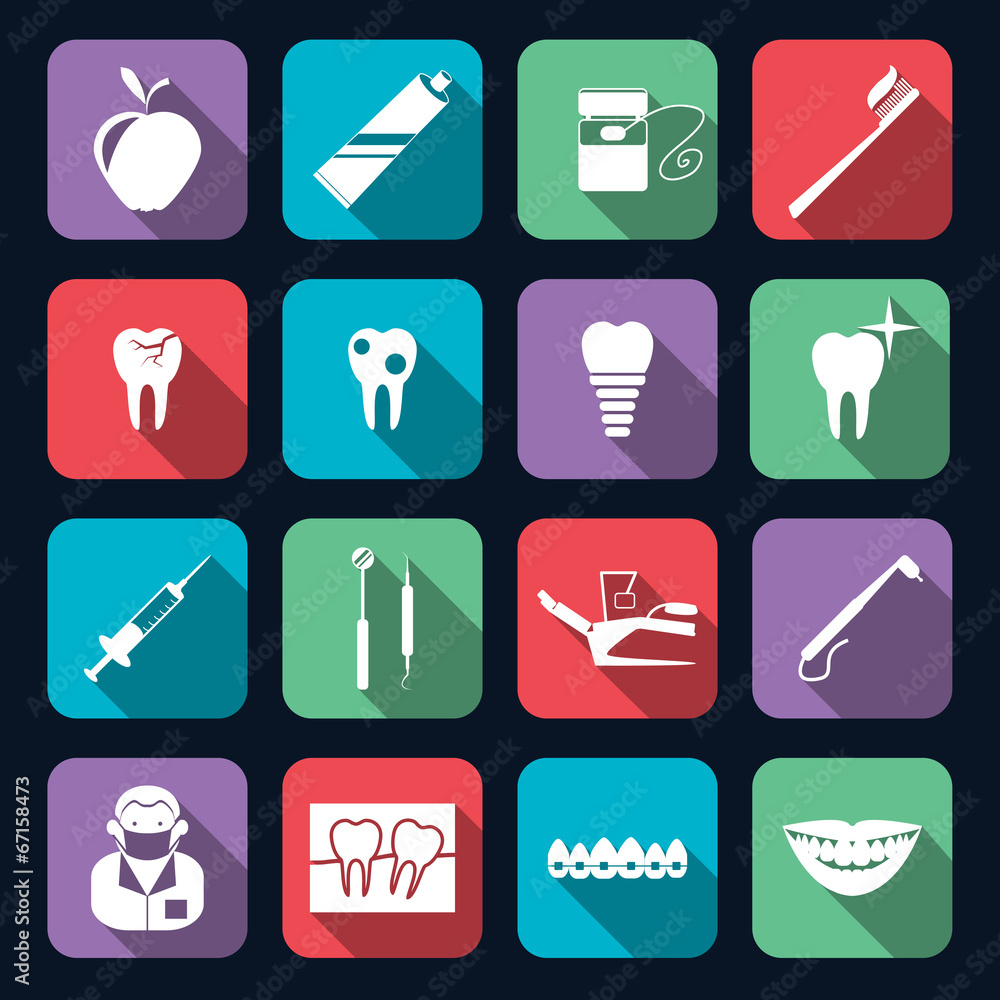 Sticker Dental Icons Flat