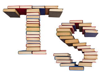 Alphabet made out of books, letters T and S