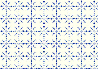 Blue Vintage Flower and Arrow Pattern on Pastel Background