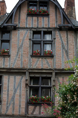 Fototapeta na wymiar Half-timbered house in Chinon, Vienne Valley, France