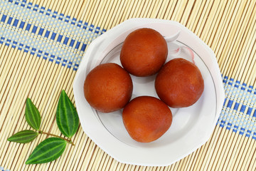 Gulab jamun dessert, closeup