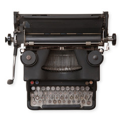 antica macchina da scrivere in fondo bianco