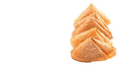 Kuih Kapit or the Chinese Love Letter biscuit over white