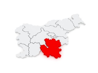 Fototapeta premium Map of Southeast Slovenia.