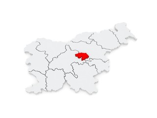 Fototapeta premium Map of Zasavsky region (Zasavska regia). Slovenia.