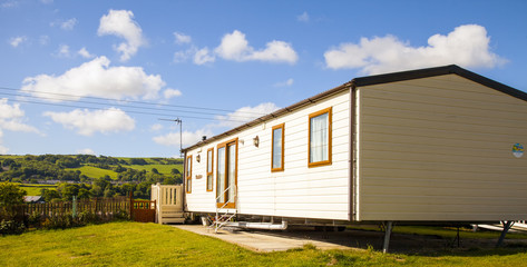 Fototapeta na wymiar Static caravan holiday homes at a U. K. holiday resort.