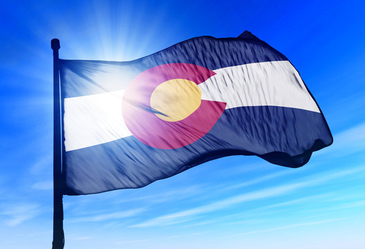 Colorado (USA) flag waving on the wind