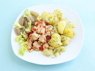 chicken meat rogou with pepper and vegetable