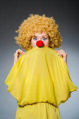 Funny woman in clown dressing