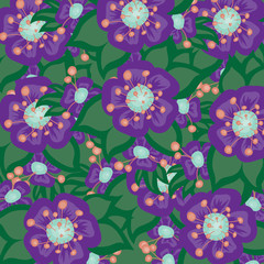 bright background of flowers with leaves