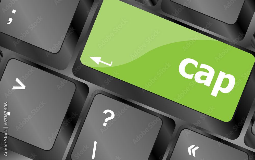 Poster cap key on computer keyboard keys button