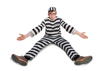 Funny prison inmate in concept