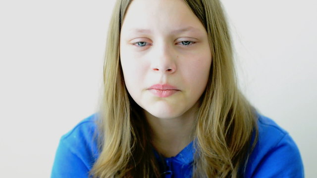 Crying teen girl