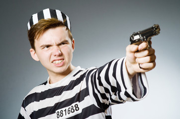 Funny prison inmate in concept