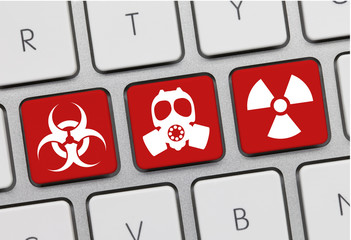 Biohazard, Gas mask and nuclear. Keyboard