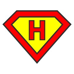 Cyrillic alphabet letter in Superman logo style