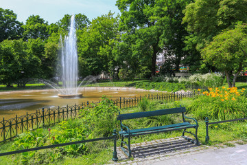 Fototapeta premium Kraków - planty - fontanna