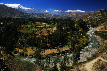 Naklejka premium Rio Santa Valley and Cordiliera Blanca, Peru, South America