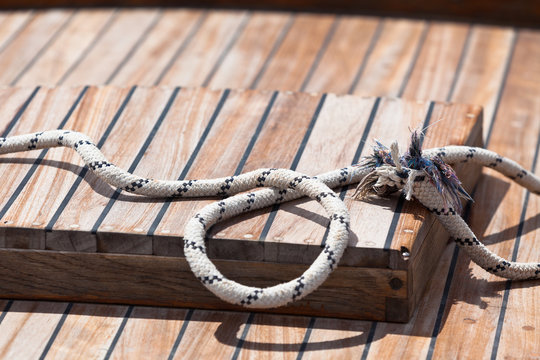 Rope on a wooden boat deck