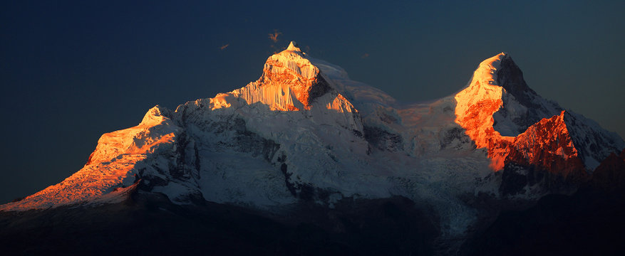 Huandoy Peaks (6395m) in Cordilera Blanca, Peru, South America