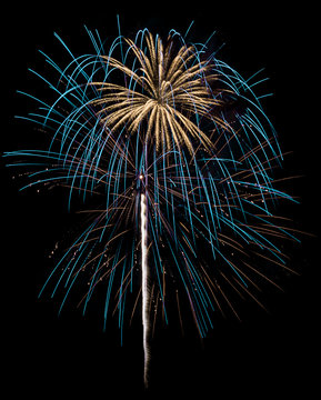 Cyan & White Fireworks Isolated