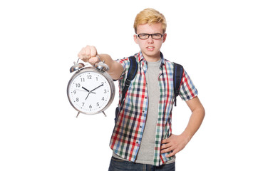 Student missing his studying deadlines on white