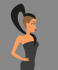 Brunette woman wearing stylish haircut