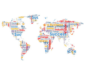 World map with business words