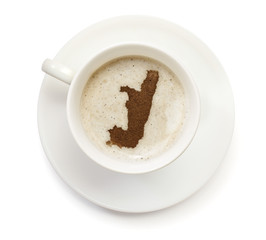 Obraz premium Cup of coffee with foam and powder in the shape of Congo.(series