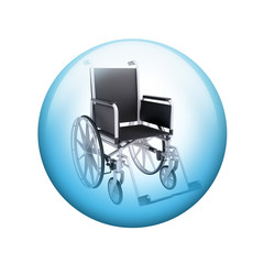 Fototapeta na wymiar Black wheelchair. Spherical glossy button