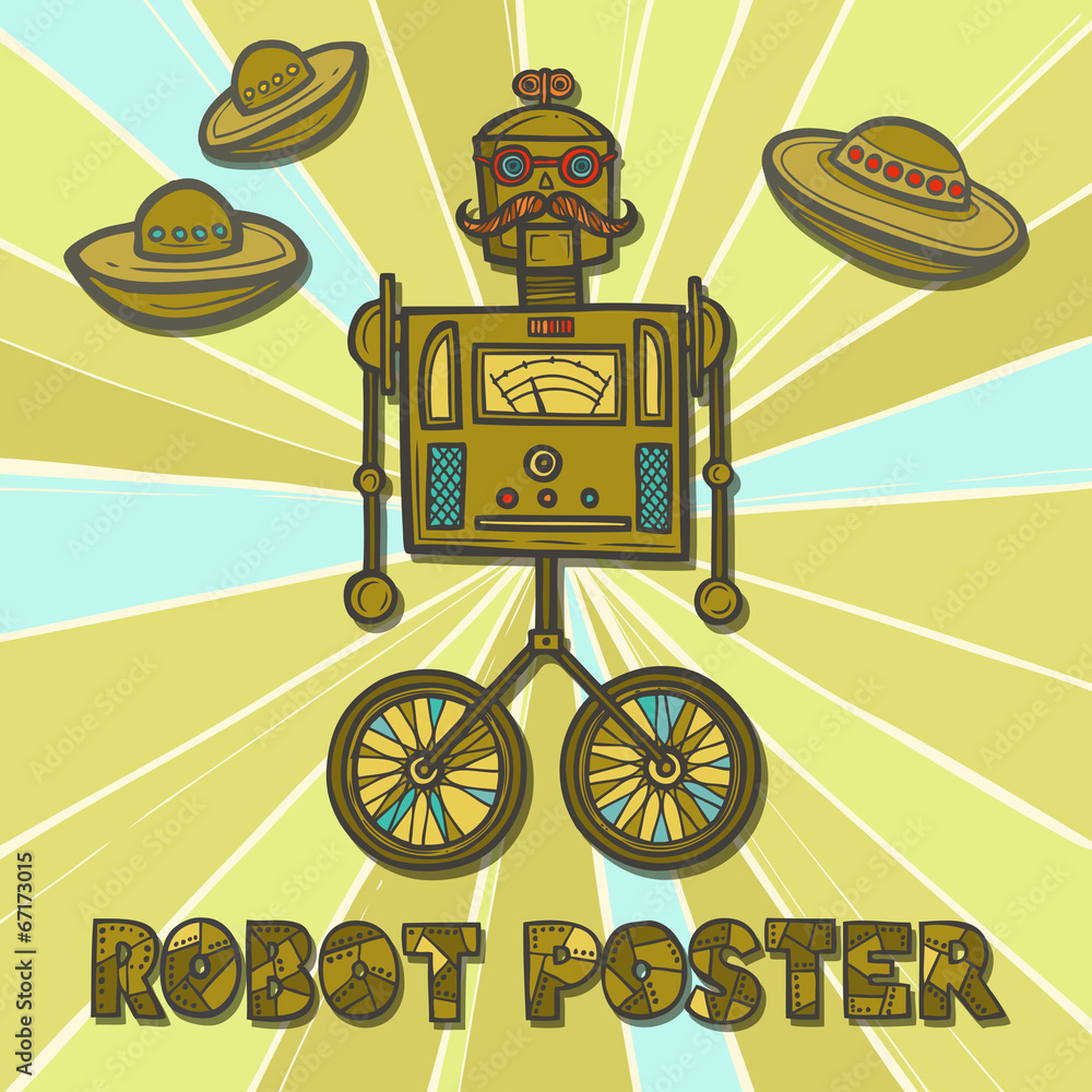 Poster hipster robot design