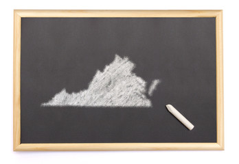 Blackboard with a chalk and the shape of Virginia drawn onto. (s