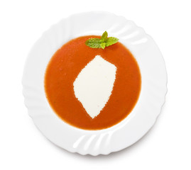 Plate tomato soup with cream in the shape of Swaziland.(series)