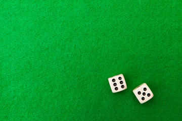 Green casino table with dice background