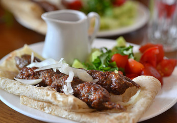 Georgian cuisine - Kebab in pita bread.
