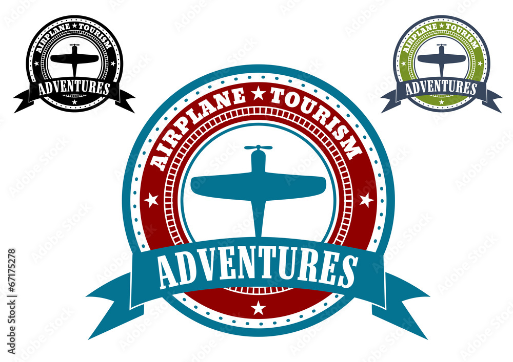 Wall mural airplane tourism emblems