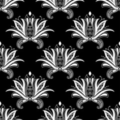 White colored floral arabesque seamless pattern
