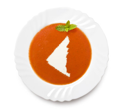 recommend clip art: Plate tomato soup with cream in the shape of Yukon.(series)