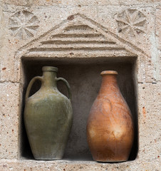 old ceramic pots in Cappadocia, Turkey.