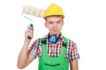 Funny painter isolated on white