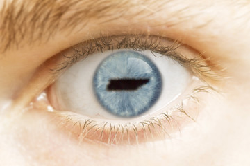 Close-up of an eye with the pupil in the shape of Tennessee.(ser