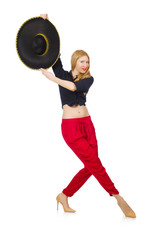 Funny mexican with sombrero hat