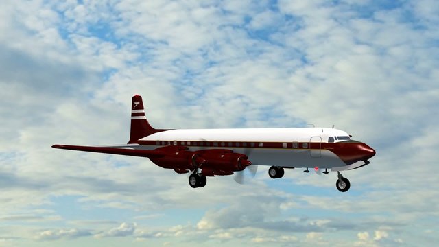 Douglas DC-7 Airplane in fly - close up
