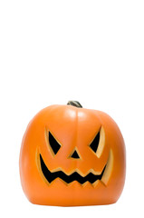 Scary Jack O Lantern halloween pumpkin isolated on white backgro