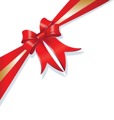 Red and gold vector christmas gift bow and ribbon