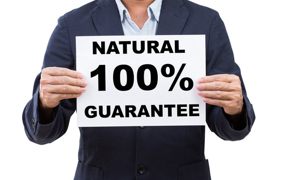 Business Man Hand Holding Paper  With Natural 100% Guarantee Iso