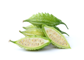 Bittermelon on white background