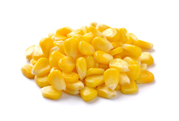 Sweet whole kernel corn on white background